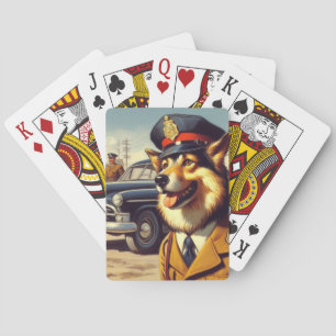 Jeu De Cartes Peinture de chien de police rétro