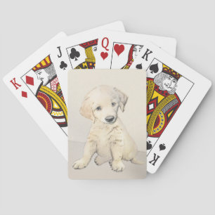 Jeu De Cartes Peinture de chiot d'or Retriever - Art de chien or