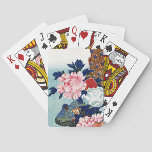 Jeu De Cartes Peinture de fleurs de paon et de pivoines vintage