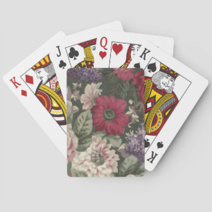 Jeu De Cartes Peinture de fleurs vintage rouge rose bleu blanc