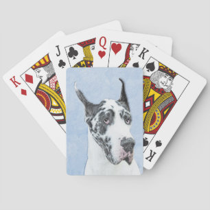 Jeu De Cartes Peinture de Great Dane (Arlequin) - Art original d