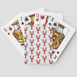 Jeu De Cartes Peinture de homard rayure bleue marine Côtière