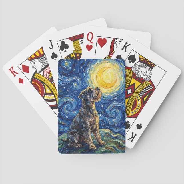 Jeu De Cartes Peinture de la Nuit Étoilée Schnauzer (dos)