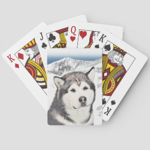 Jeu De Cartes Peinture de malamut en Alaska - jolie art original