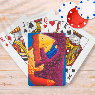 Jeu De Cartes Peinture de mère et fils Art familial contemporain