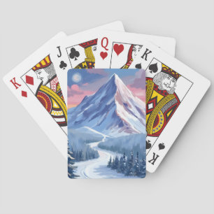 Jeu De Cartes Peinture de paysage de montagne de ski d'hiver de