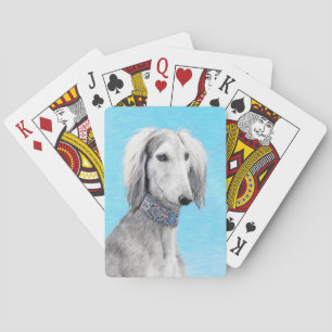 Jeu De Cartes Peinture de Saluki (Argent) - Joli art original de