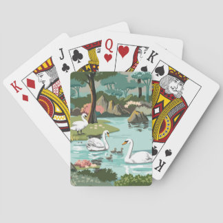 Jeu De Cartes Peinture de style de lac swan rétro par le nombre