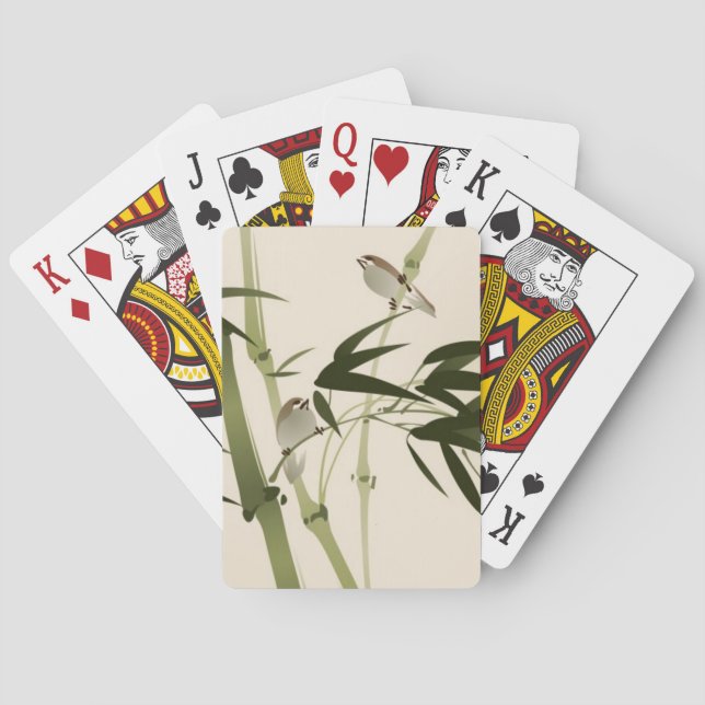 Jeu De Cartes Peinture de style oriental, branches de bambou (dos)