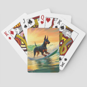Jeu De Cartes Peinture de Surf à la Plage des Dobermans