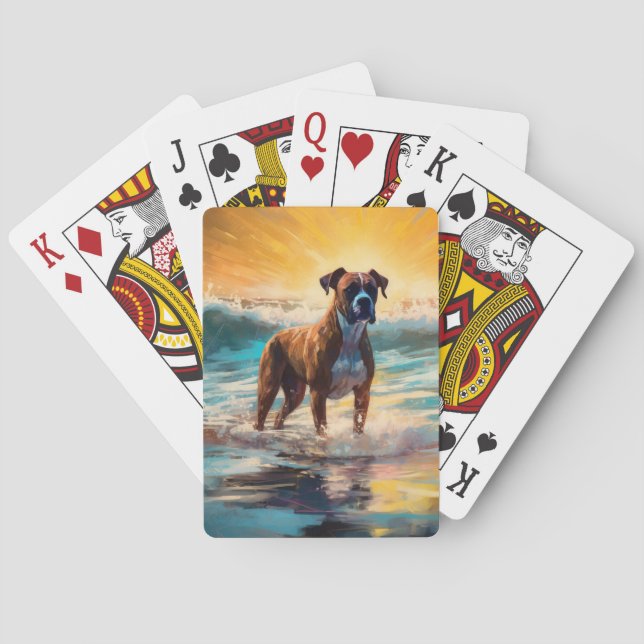 Jeu De Cartes Peinture de surf de la plage de Boxer (dos)