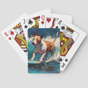 Jeu De Cartes Peinture de surf de plage de Bull Terrier