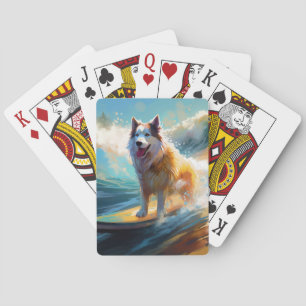 Jeu De Cartes Peinture de surf de plage de Malamute d'Alaska