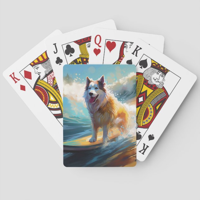 Jeu De Cartes Peinture de surf de plage de Malamute d'Alaska (dos)