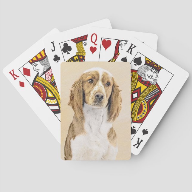 Jeu De Cartes Peinture d'espagnol Welsh Springer - Art original  (dos)