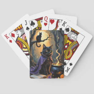 Jeu De Cartes Peinture d'Halloween en chats noirs
