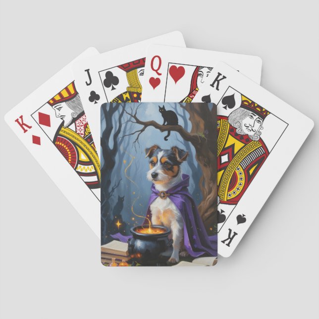 Jeu De Cartes Peinture d'Halloween Whimsical Terrier australien (dos)