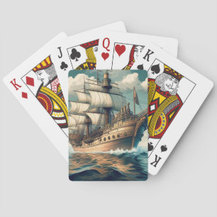 Jeu De Cartes Peinture D'Un Navire Avec Les Voiles Vers Le Bas-5