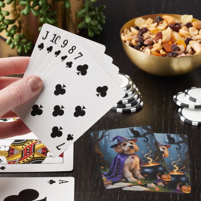 Jeu De Cartes Peinture fantaisiste d'Halloween de chien Cockapoo (In Situ)