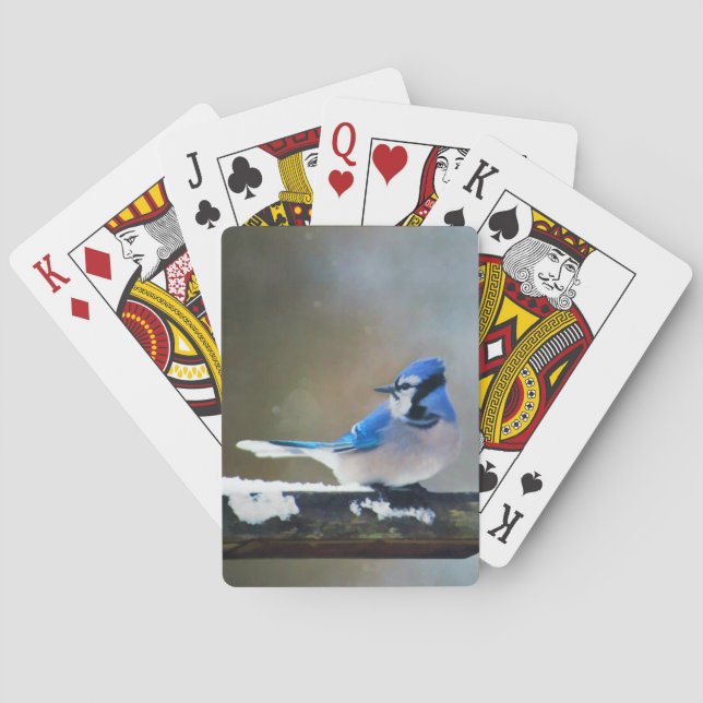 Jeu De Cartes Peinture Jay Bleu - Art Oiseau Original (dos)