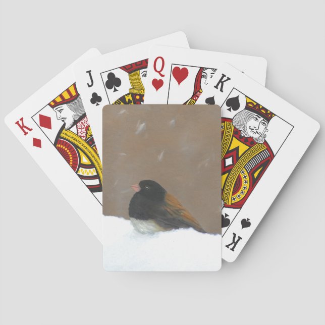 Jeu De Cartes Peinture Junco foncée - Art original pour oiseaux (dos)