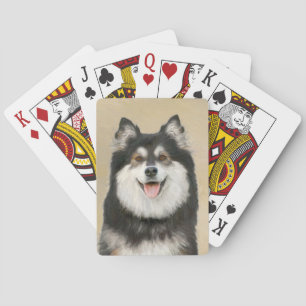 Jeu De Cartes Peinture Lapphund Finlandaise - Joli art original 