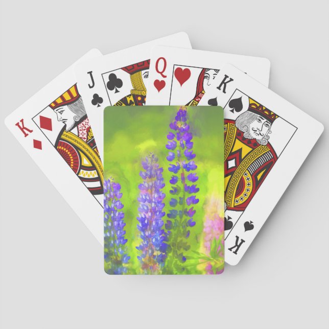 Jeu De Cartes Peinture Lupine - Art Fleur Original (dos)