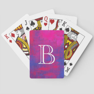 Jeu De Cartes Peinture Magenta personnalisée et Abstraite bleue