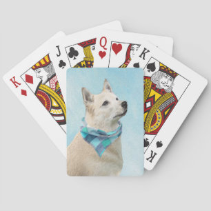 Jeu De Cartes Peinture norvégienne Buhund - jolie art original c