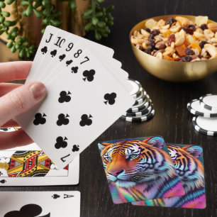Jeu De Cartes Peinture numérique de tigre psychédélique au néon