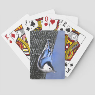 Jeu De Cartes Peinture Nuthatch à poitrine blanche Art original