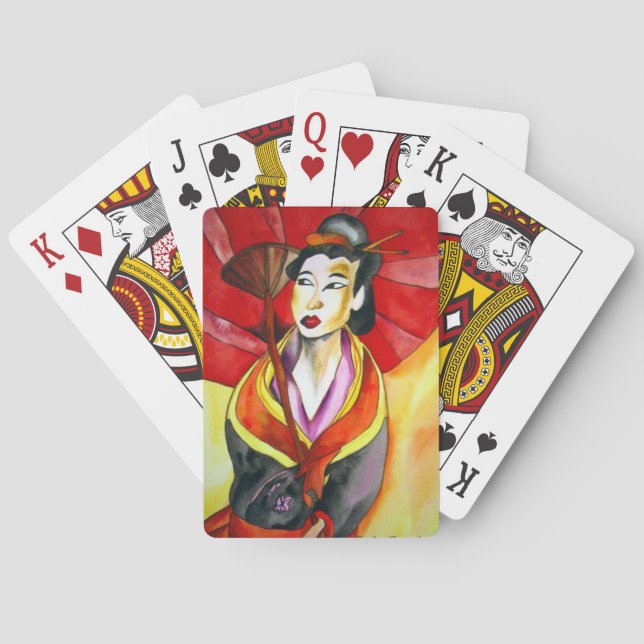 Jeu De Cartes peinture originale d'art Geisha (dos)