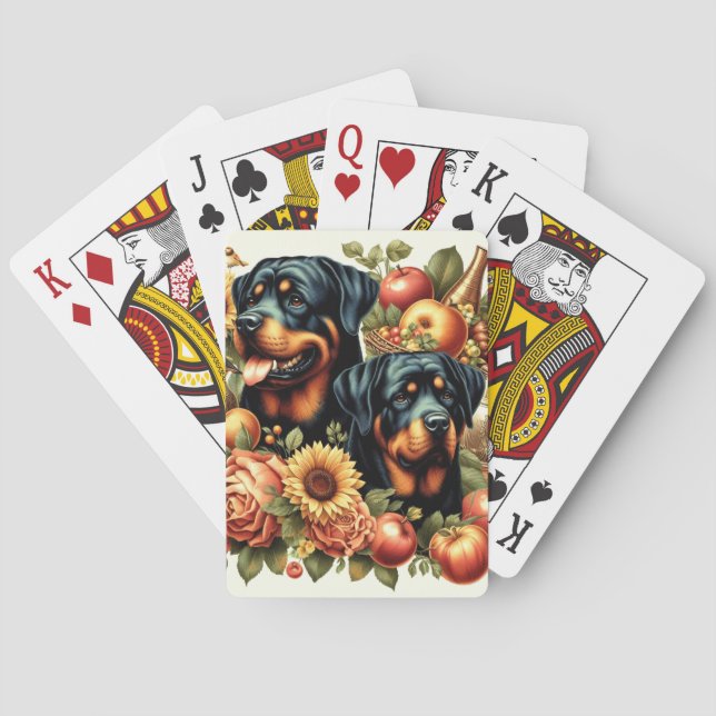 Jeu De Cartes Peinture par Rottweiler rétro (dos)