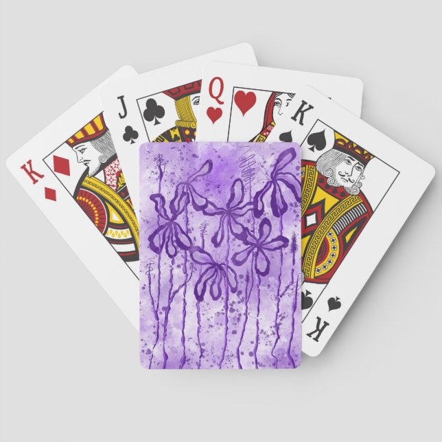Jeu De Cartes Peinture pourpre Splatter & Lys (dos)