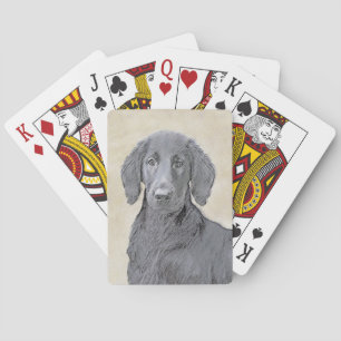Jeu De Cartes Peinture Retriever à revêtement plat - Art Chien o
