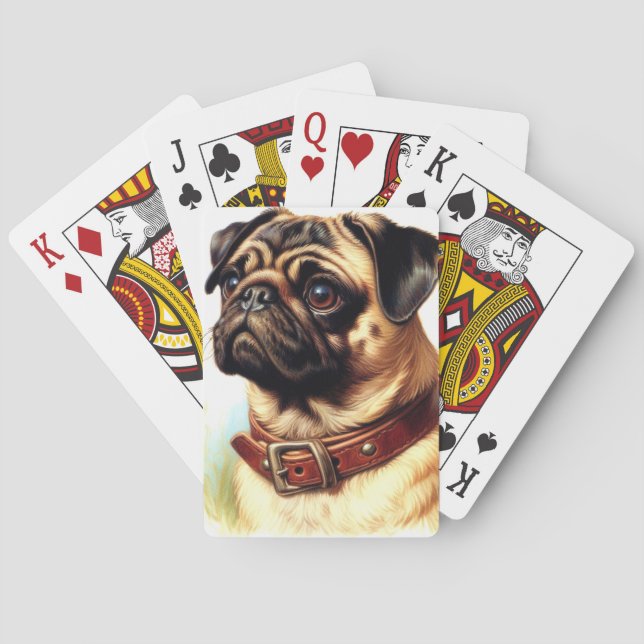 Jeu De Cartes Peinture rétro Carlin mignonne (dos)