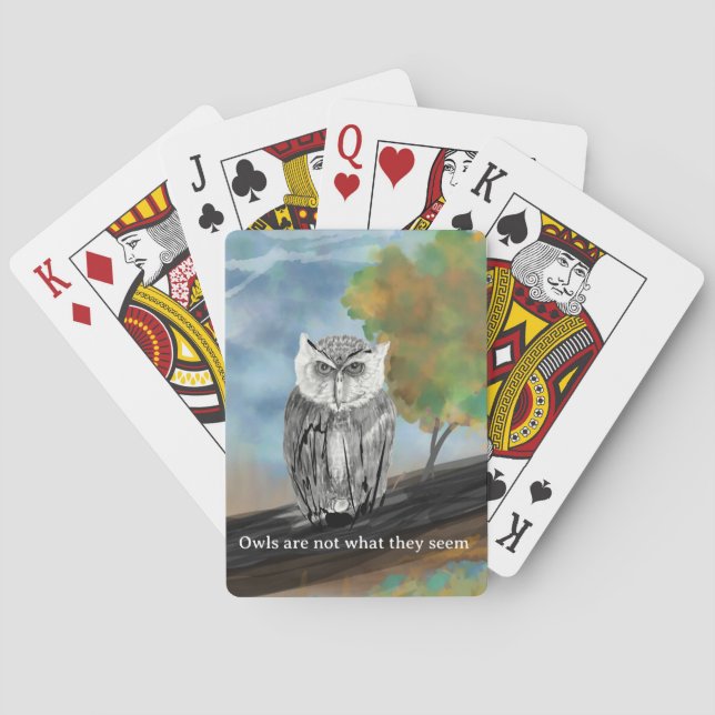 Jeu De Cartes Peinture saisonnière de la Chouette dans la nature (dos)