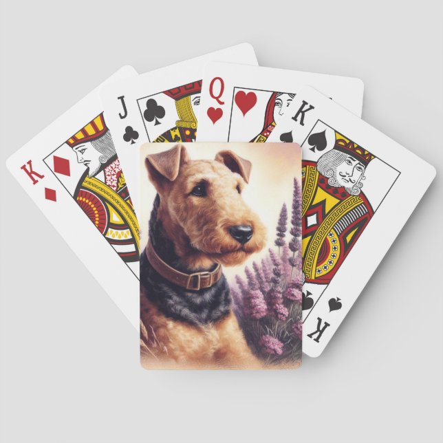 Jeu De Cartes Peinture vintage Airedale Terrier (dos)