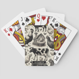 Jeu De Cartes Peinture vintage d'animaux de ferme