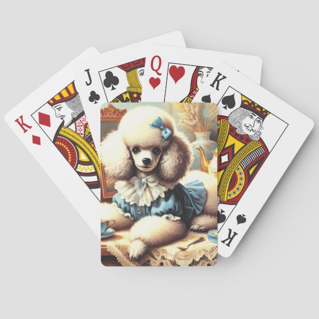 Jeu De Cartes Peinture vintage de caniche (dos)
