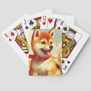 Jeu De Cartes Peinture vintage Shiba Inu