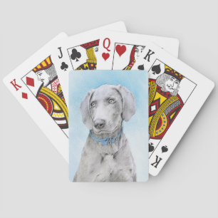 Jeu De Cartes Peinture Weimaraner - Joli art original chien