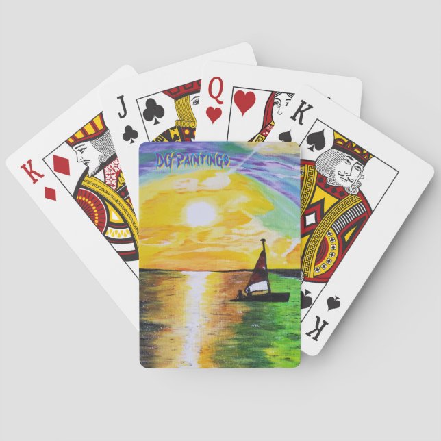 Jeu De Cartes Peintures DG Coucher de soleil voile  (dos)