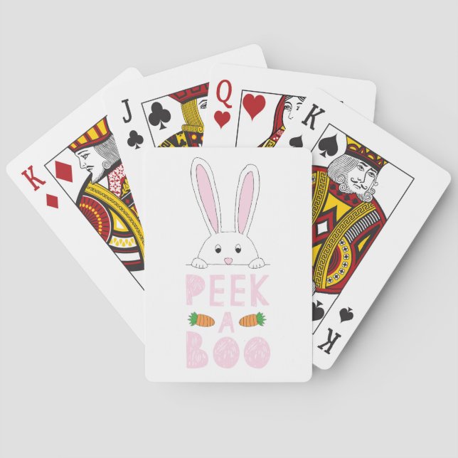 Jeu De Cartes Peking rose et blanc Bunny Pâques Peek-A-Boo (dos)