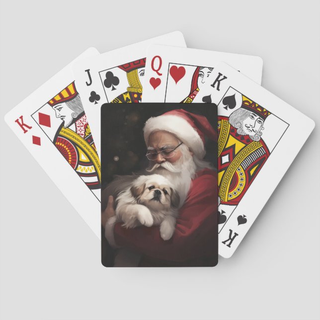 Jeu De Cartes Pekingese avec le Père Noël Festif Noël (dos)