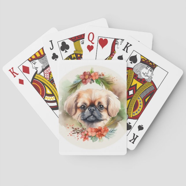 Jeu De Cartes Pékinois Couronne de Noël Chien de fête (dos)
