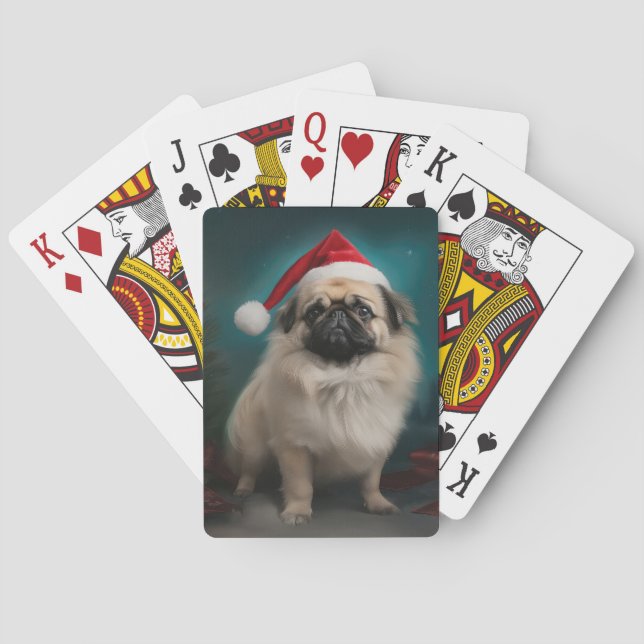 Jeu De Cartes Pékinois dans la neige de Noël (dos)