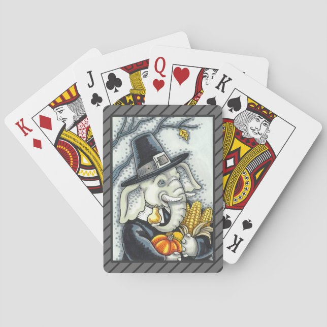 JEU DE CARTES PÈLERIN D'ACTION DE GRÂCES ÉLÉPHANT, PACHYDERME DE (dos)