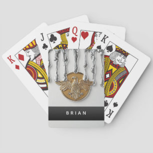 Jeu De Cartes Pendentif Aigle Doré Ruisselant de Métal Liquide 