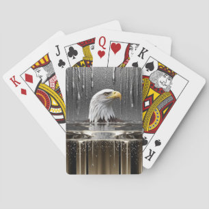 Jeu De Cartes Pendentif Aigle Doré Ruisselant de Métal Liquide 